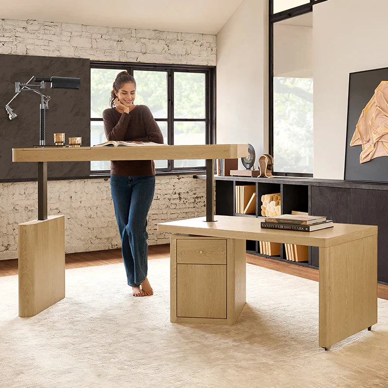 360-Degree Rotating Desk Electric Adjustable Standing Desk with Flip-Top Lid