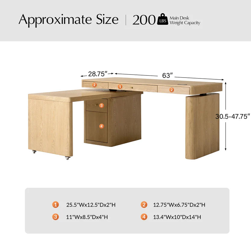 360-Degree Rotating Desk Electric Adjustable Standing Desk with Flip-Top Lid